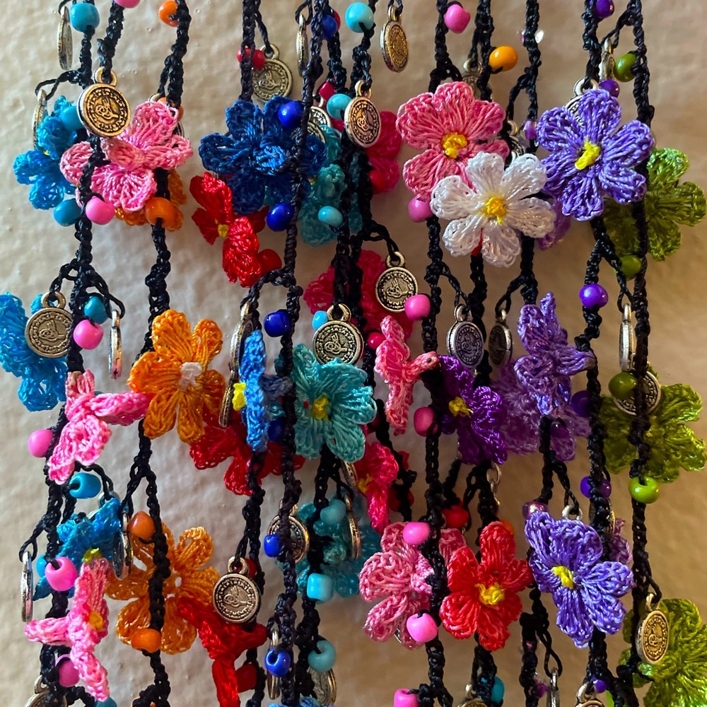 Handmade Crochet Flower Anklet, Ankle Bracelet, Ankle Accessory, purple flower